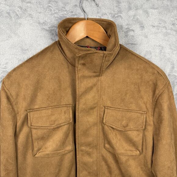 New Mens Robert Graham Gentleman Suede Cargo Field Jacket Coat Cognac SZ M $328 - Picture 3 of 10